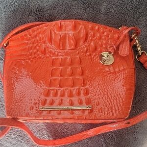 Brahmin Vibrant Orange Embossed Crossbody Bag